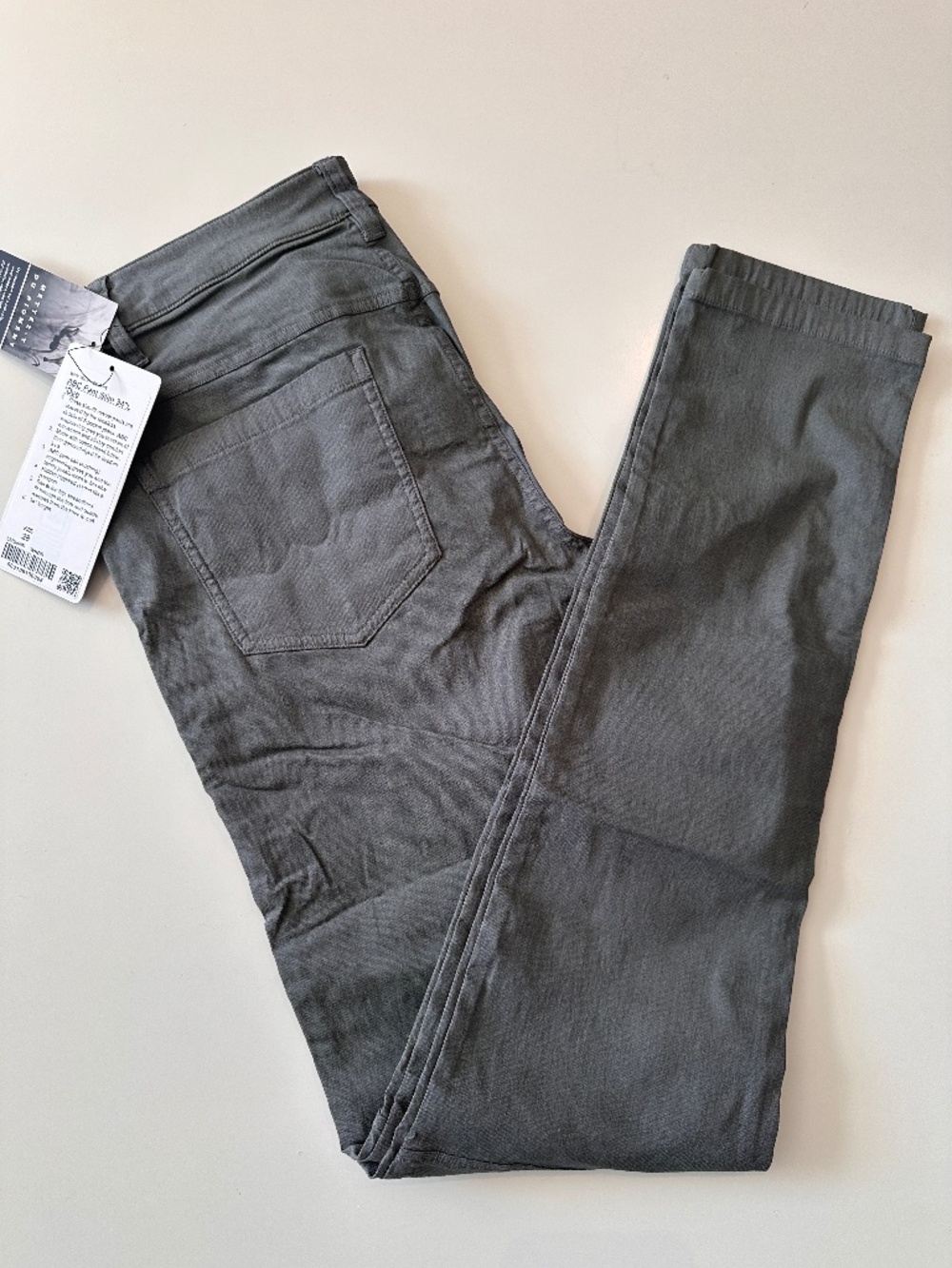 Lululemon ABC Pant Slim 34"L Dye Washed Graphite Grey Men's Size 28 NWT